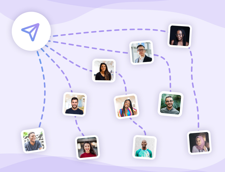 Invite and gather graphic showing invites being sent out to constituents