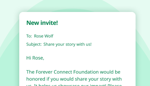 AI-powered drafts graphic AI creating mutliple story drafts like grant application, social meadia post, email newsletter, and donor letter.